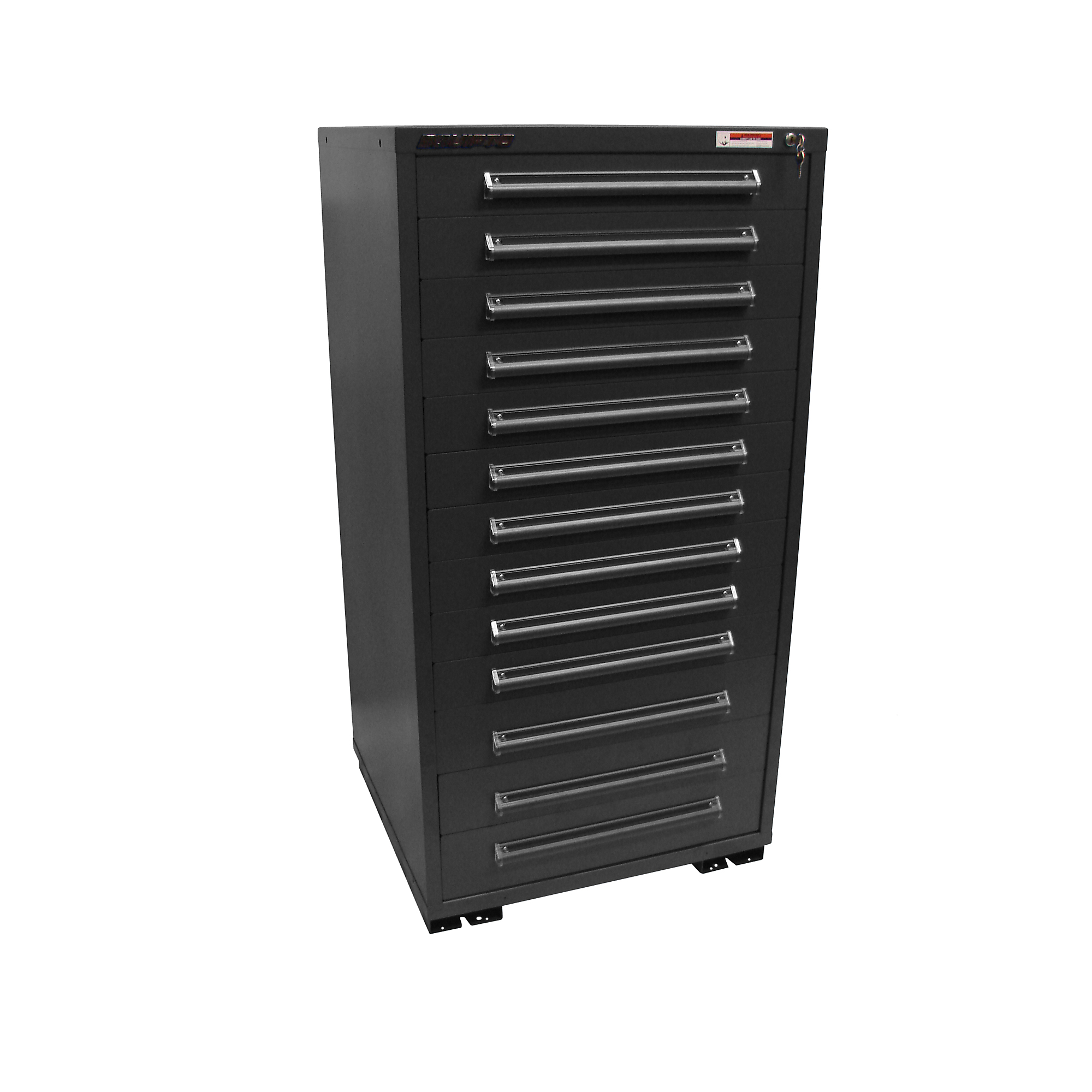 Equipto, 30in. wide Modular Drawer Cabinet- No Divider, Height 59 in, Width 30 in, Drawers 13 total -5 3"h, 7 4.5"h, 1 7.5"h Model # 4423-BK; Color: Textured Black